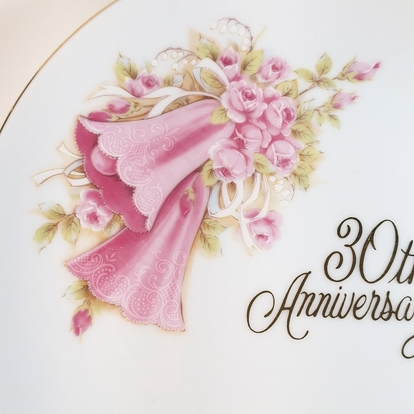 Vintage 30th Anniversary Decor Floral with Gold Plates SAJI Made in Japan - Picture 3 of 7